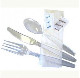 KIT COUVERTS CRISTAL (FOURCHETTE, COUTEAU CUILLÈRE ,SERVIETTE, SEL ET POIVRE)