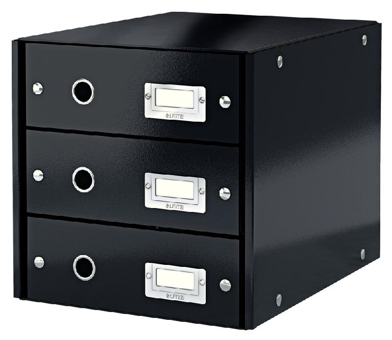 LEITZ Lot de 3 Bloc 3 tiroirs Click & Store Wow, format A4, coloris noir - noir 60480095_0