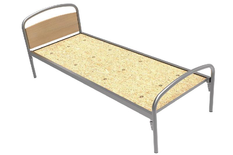 LIT THÉLIA TÊTE PANNEAU/PIED MÉTAL SOMMIER AGGLOMÉRÉ 80X200CM ALU/CHÊNE CLAIR - MANUTAN COLLECTIVITÉS