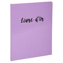 LIVRE D'OR 100 PAGES TRANCHE OR - FORMAT 27X22CM - AQUAREL - MAUVE