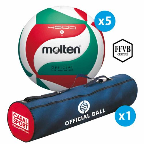 LOT 5 BALLONS DE VOLLEY - MOLTEN - V5M4500