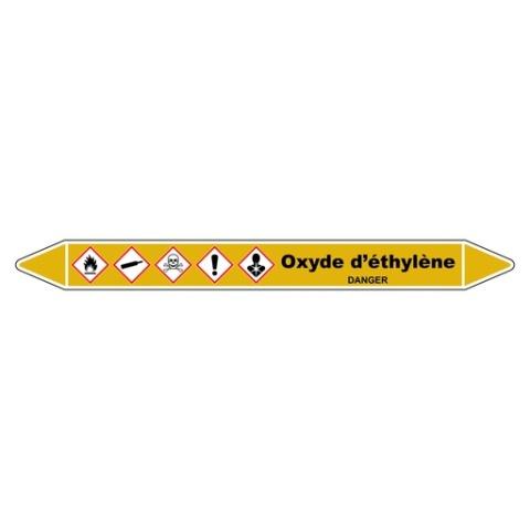 LOT DE 3 - MARQUEUR TUYAUTERIE - OXYDE D'ÉTHYLÈNE - VINYLE LAMINÉ 355 X 37 MM