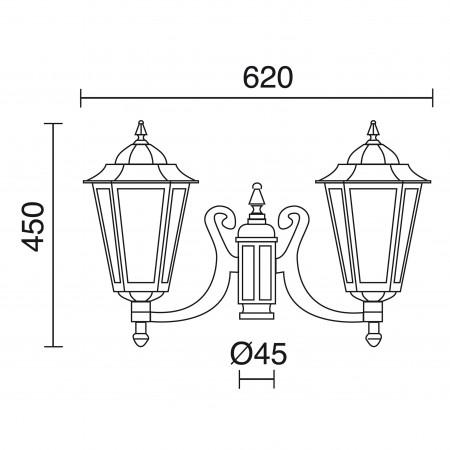 Luminaire pour mât 2 bras elite 6 ip43 e27 2x70w blanc_0