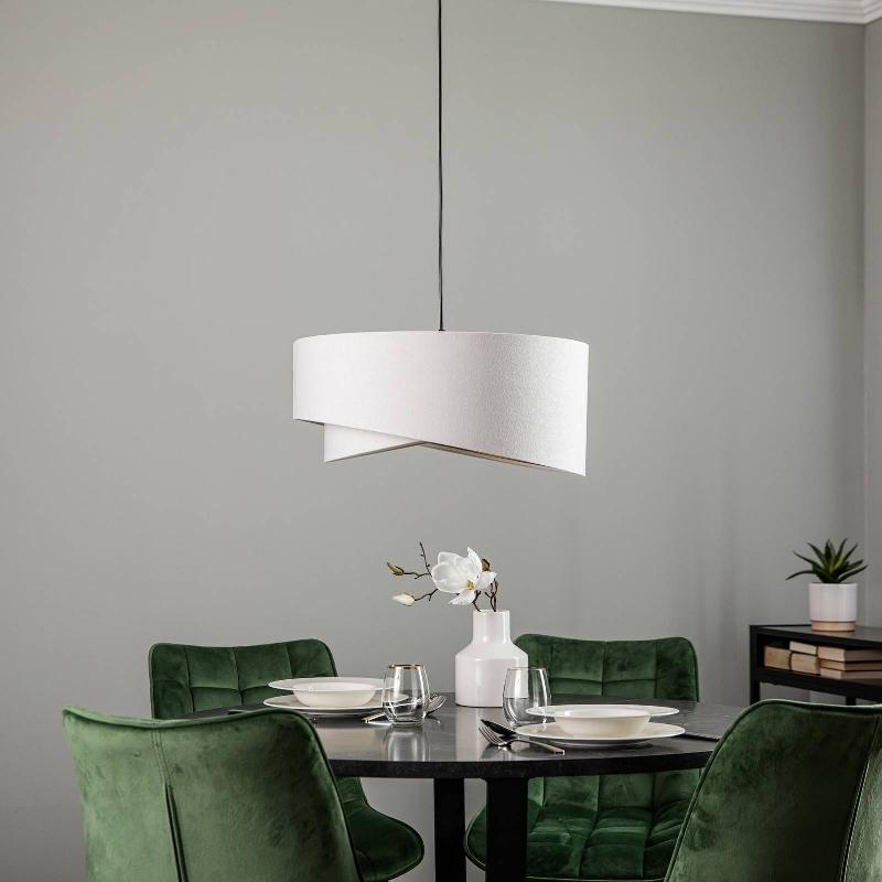 MACO DESIGN SUSPENSION CHLOE, BLANC/OR, ROSACE NOIRE