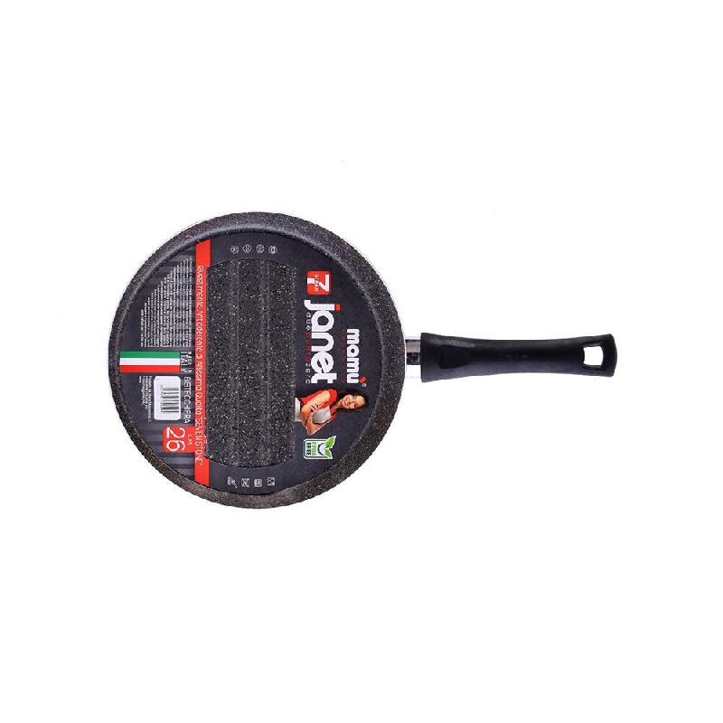 Mamù Poêle à griller ronde antiadhésive, sans PFOA, en aluminium résistant aux rayures, 26 cm JANE2BSTRITOXX26 - argenté aluminium JANE2BSTRITOXX26_0