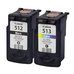 Pack de 2 cartouches d'encre authentiques Canon 512/513 Noir et couleurs - programme SECOND - multicolore 3701352377945_0