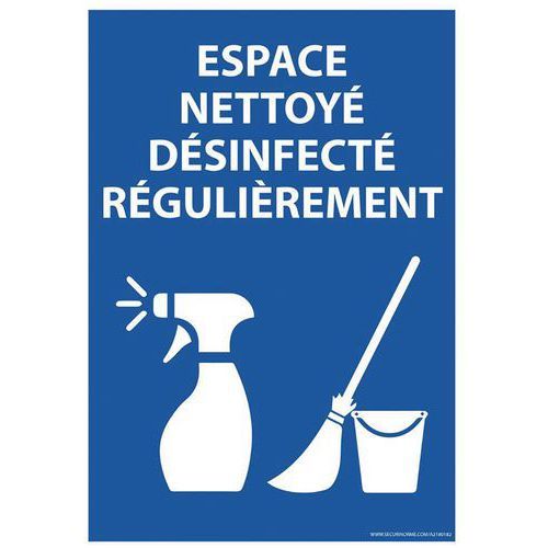 PANNEAU ESPACE NETTOYÉ ET DÉSINFECTÉ RÉGULIÈREMENT VINYLE A4 - HANDINORME