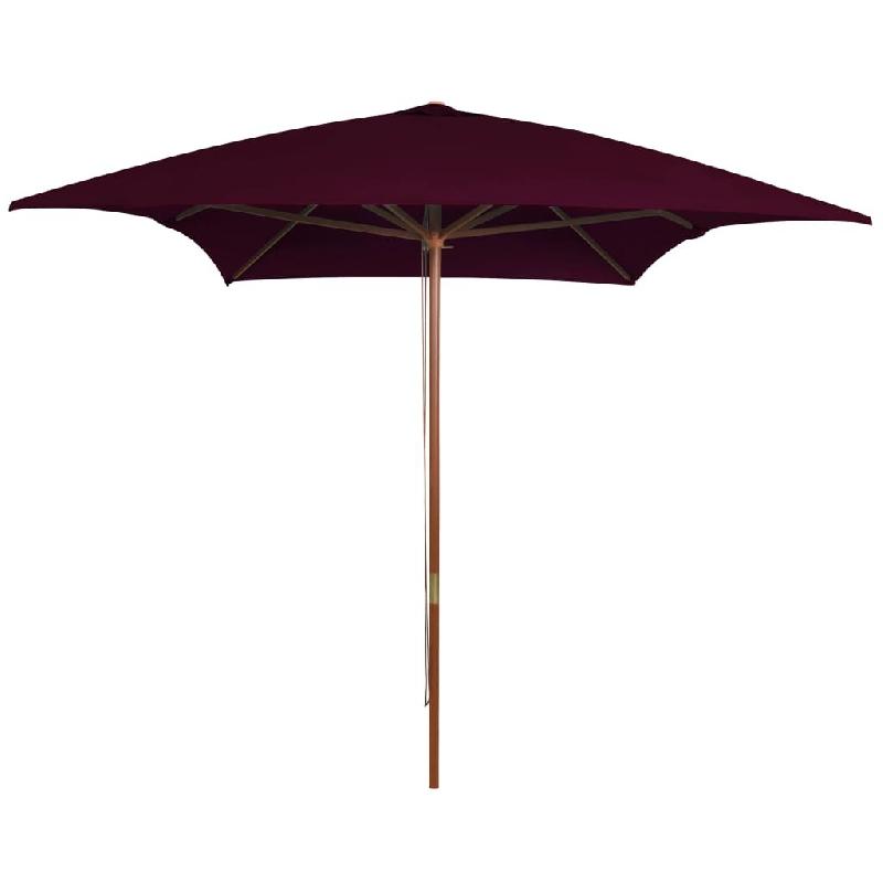 Parasol de jardin avec mât en bois rouge bordeaux 200x300 cm Modèle Boreal Vent - 313758_0