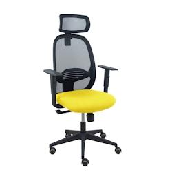 Piqueras y Crespo Silla Cilanco negra malla negra asiento bali amarillo brazo regulable cabecero regulable - jaune multi-matériau 354SNM840B100B10CRP_0