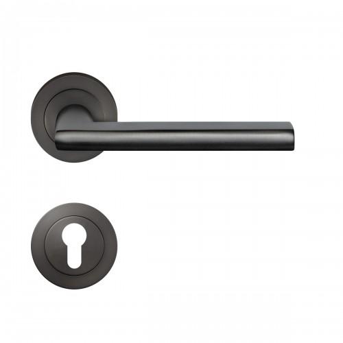 POIGNÉES DE PORTE SUR ROSACES RONDES SÉRIE ER 54 MONTANA - GRIS TITANIUM - CLÉ I KARCHER DESIGN
