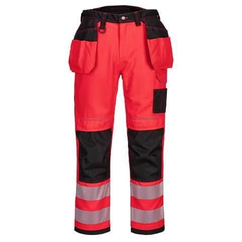PORTWEST PANTALON HV PW3 POCHES FLOTTANTES ROUGE/NOIR - TAILLE 33 - STANDARD