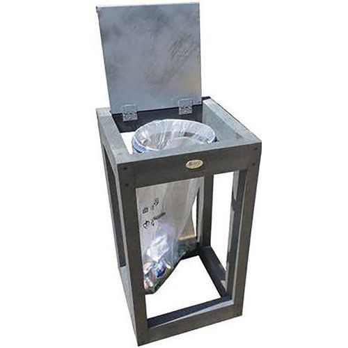 POUBELLE D'EXTÉRIEUR VIGIPIRATE CANOPÉE 130 L - AVEC TRAPPE - GRISE - ESPACE URBAIN