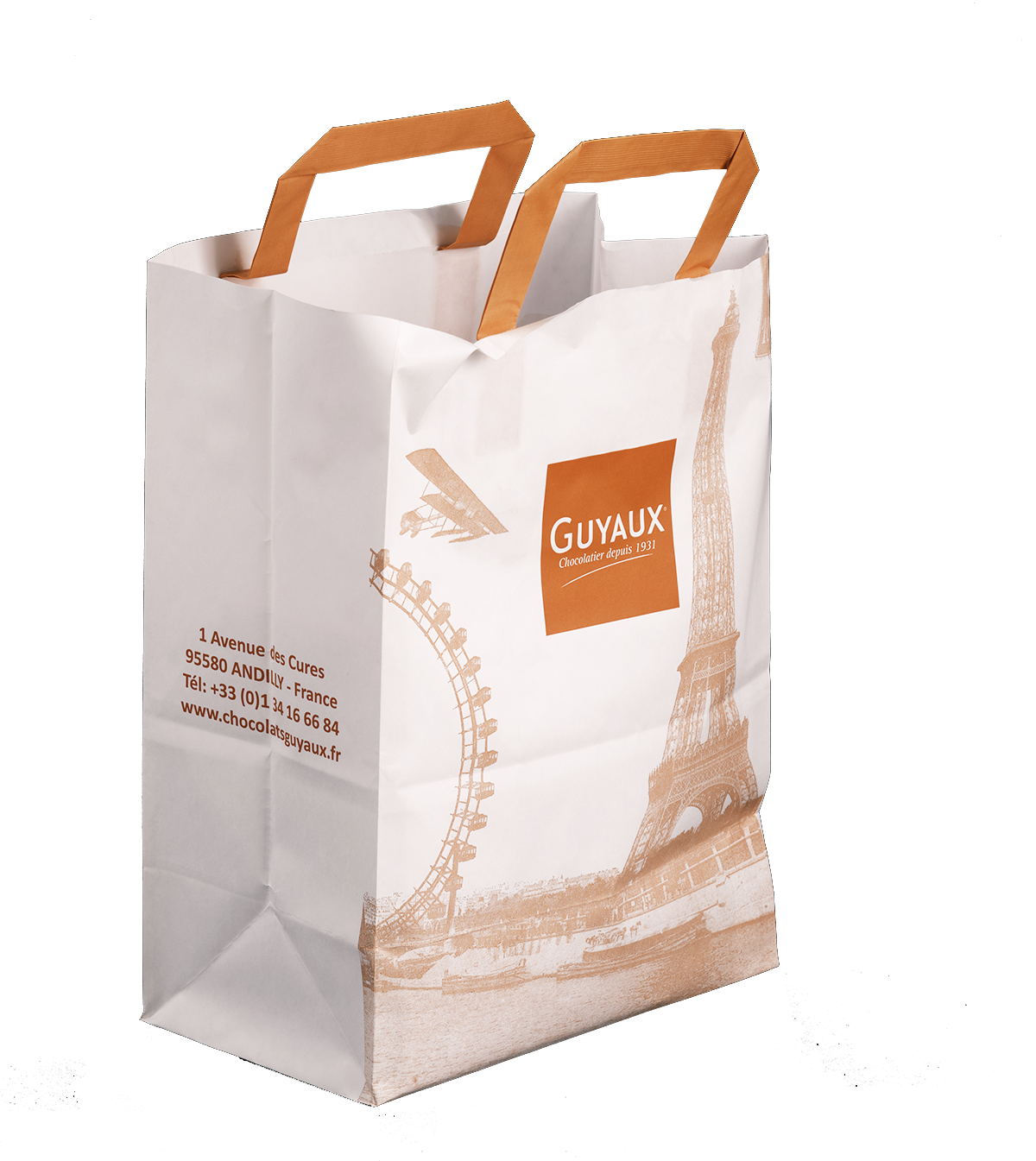 Sac papier kraft à poignées plates - économique et résistant - 80 à 110 g - utilisé par les traiteurs, fast-foods et food-trucks_0