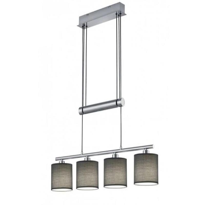 Suspension 4xE14 max 28W gris tissu nickel mat - Trio - Garda - gris 4017807336955_0