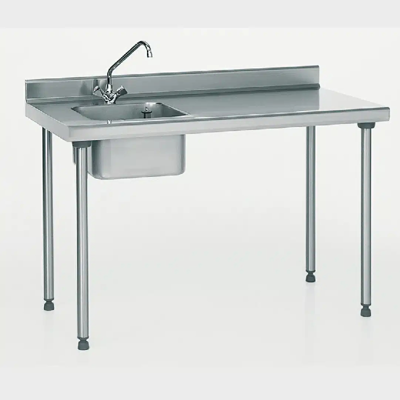 Table du chef TS 15N soudée avec robinet à dosseret largeur 700 mm bac à gauche L 400 x P 400 x H 250 mm (Longueur, mm: 1000 Réf-404851-44)_0