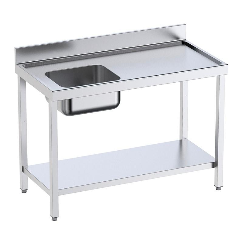 Table inox de préparation avec bords anti-ruissellement et bac P 600 | Distform - QCIES6 - 1400_0