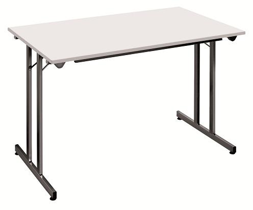Table rectangulaire pliante et empilable - Plateau mélaminé certifié PEFC - Piètement acier avec finition époxy_0