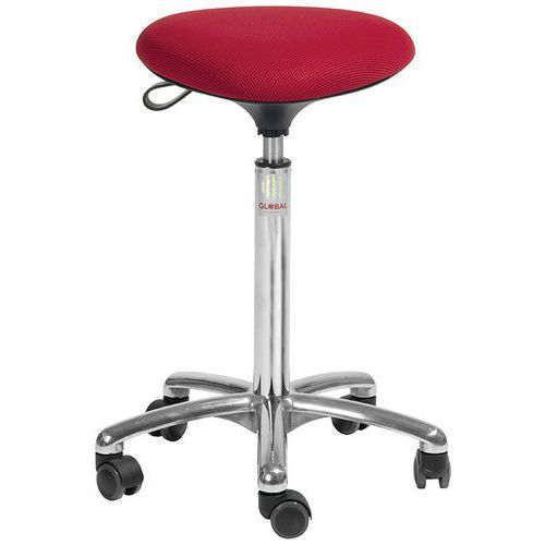 TABOURET TRIA-TISSU 3D-HAUT-ROULETTESEASY ROLLING-ROUGE - GLOBAL PROFESSIONAL SEATING