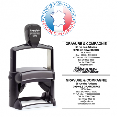 Tampon encreur TRODAT METAL LINE 5208 - empreinte 10 lignes 68 x 47 mm offerte - référence: 007-trodat-metal-line-5208_0