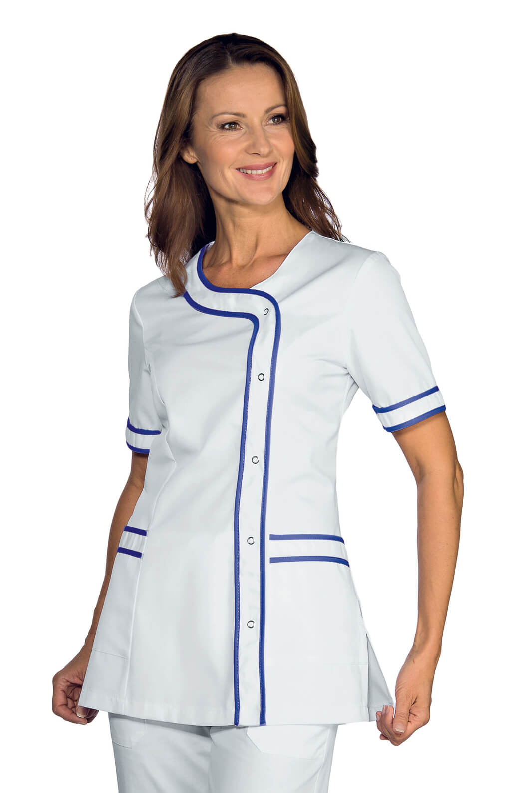 TUNIQUE MÉDICALE MANCHES COURTES BRASILIA BLANC BLEU CYAN