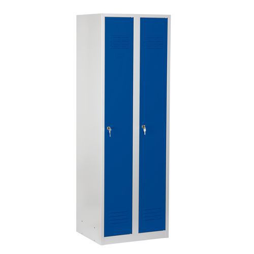 VESTIAIRE SOUDÉ DURO VARIO 2 COLONNES AVEC SERRURE - BLEU