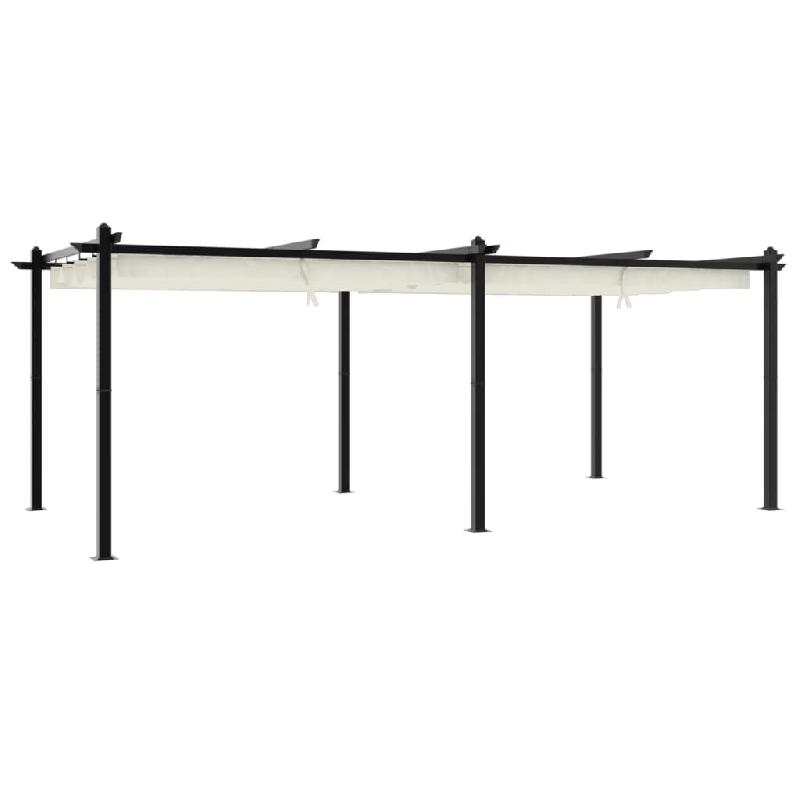 VidaXL Tonnelle de jardin avec toit rétractable crème 3x6 m aluminium Modèle AbriLongitude 185 - beige 3217061_0