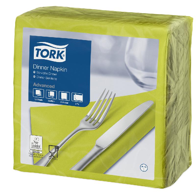 SERVIETTE VERT OUATE DE CELLULOSE 39X39 CM TORK  (150 PIÈCES)
