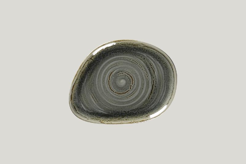 ASSIETTE COUPE PLATE TRIANGULAIRE GRIS PORCELAINE 22X16,7 CM RAKSTONE SPOT