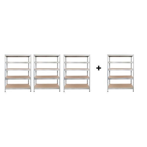 PACK ÉCO DE 4 KITS RAYONNAGE RAPID 3 -1800X900X450 ZINGUÉ