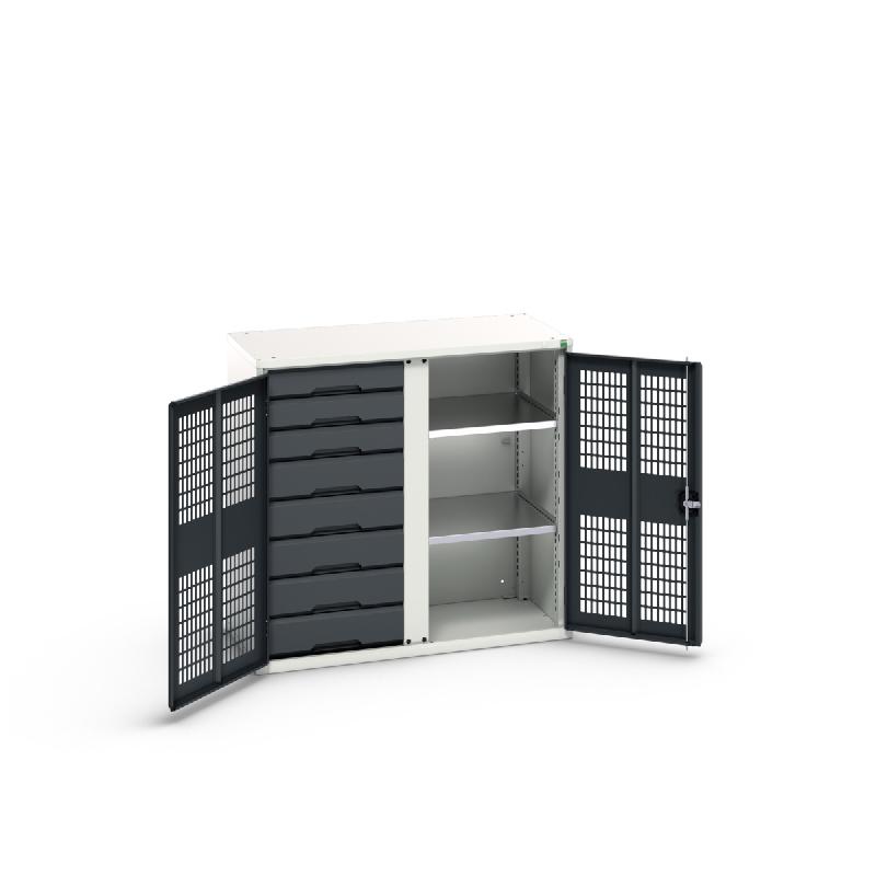 Armoire d'atelier à portes ventilées Verso EPI - Réf : 16926766, avec tiroirs et tablettes réglables_0