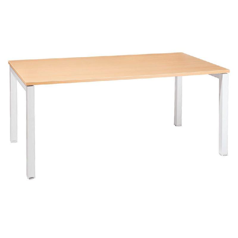 BUREAU DROIT ACTUAL - L. 140 X P. 80 CM - PLATEAU HETRE - 4 PIEDS BLANCS