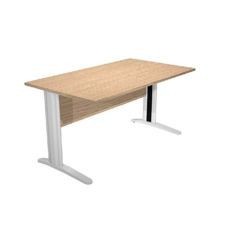 BUREAU DROIT PRONTO PRESTIGE - L.80 X P.80 CM - PLATEAU CHENE - PIEDS L CHROME