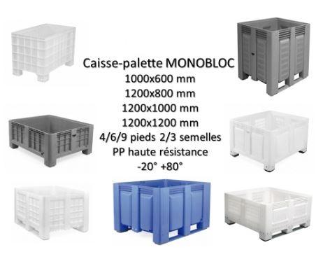 Caisse palette-plastique 800x1200 mm 2 semelles