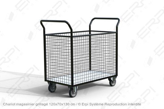 Chariot magasinier grillagé 120x70x130 cm - cmg12070130-01e_0