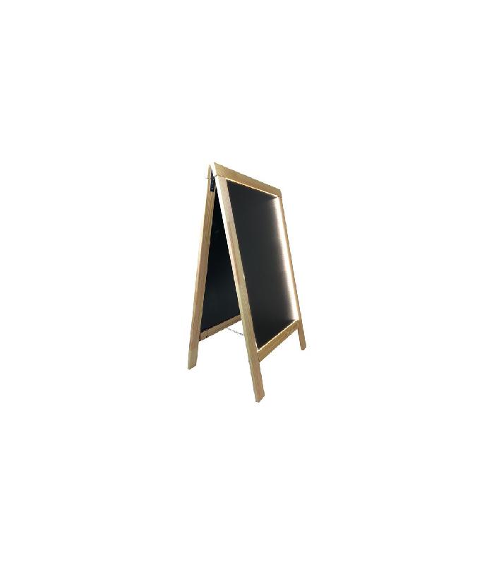 Chevalet stop trottoir en bois - Éclairage LED - 127 x 75 cm - Référence : LSTF38PIN+LED_0