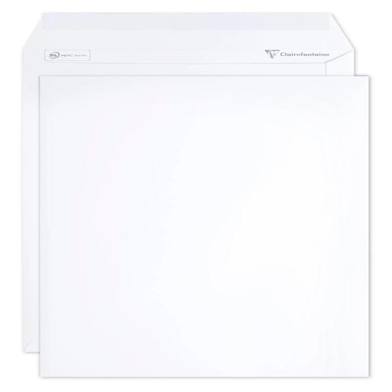 Clairefontaine Boîte de 250 pochettes Adhéclair blanches 229x324/C4, 120 g/m², adhésive avec bande - blanc 8250C_0