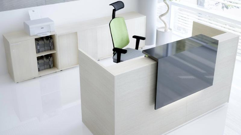 Comptoir d'accueil lumineux pour 2 personnes TERA  - MDD - Blanc mat, Blanc, 286_0