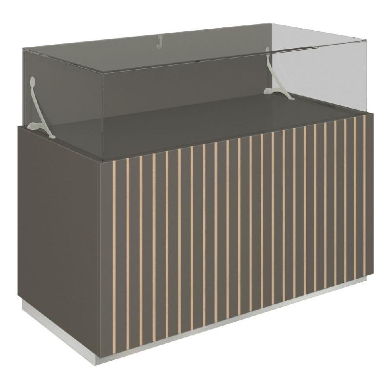 Comptoir vitrine fond bois Vertigo T03 MDF naturel et anthracite 120x60x93cm_0