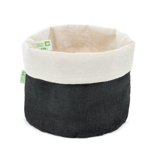 Corbeille à pain en coton et jute naturel 24x20 cm - Noir - 8414271017377_0