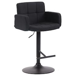 Décoshop26 - Tabouret de bar x1 avec accoudoirs et dossier confortable en tissu noir pieds noir mat TDB10787 - noir 3000252947785_0