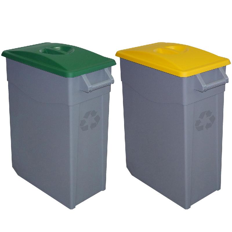 Denox - Zeus Jeu de 2 Conteneurs à Déchets 130L Capacité Totale en Polyéthylène de couleur Verte et Jaune - multicolore PK3350_0