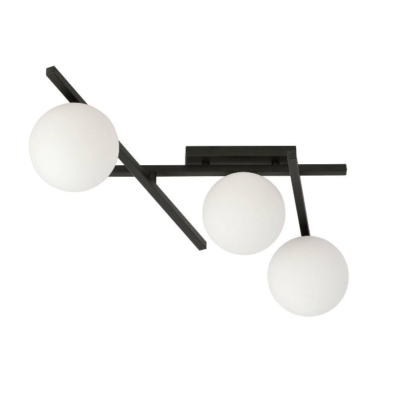 EMIBIG LIGHTING PLAFONNIER SMART, NOIR/OPALE, À 3 LAMPES