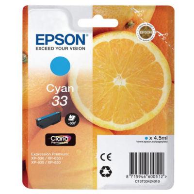 Epson 33 ''Oranges'' Cartouche d'encre originale Claria Premium (C13T33424012) - Cyan_0