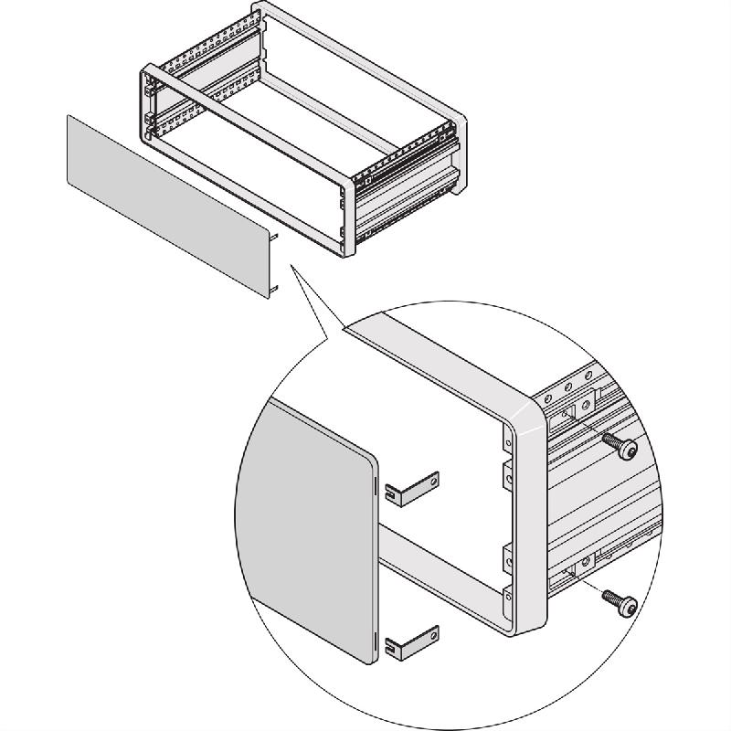 Face avant/arrière SCHROFF CompacPRO, avec fixation invisible, 3 U, 84 CV, 2,5 mm, alu, anodisé, bords non traités_0