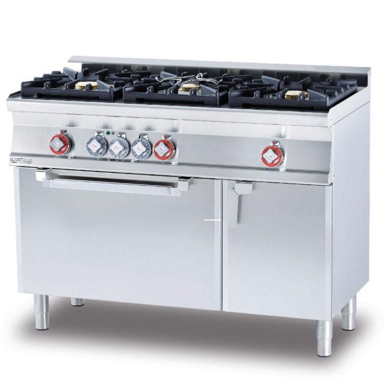 Fourneau gaz 3 feux sur four électrique multifonction 120 cm | MagicLotus 600 - Porte acier_0