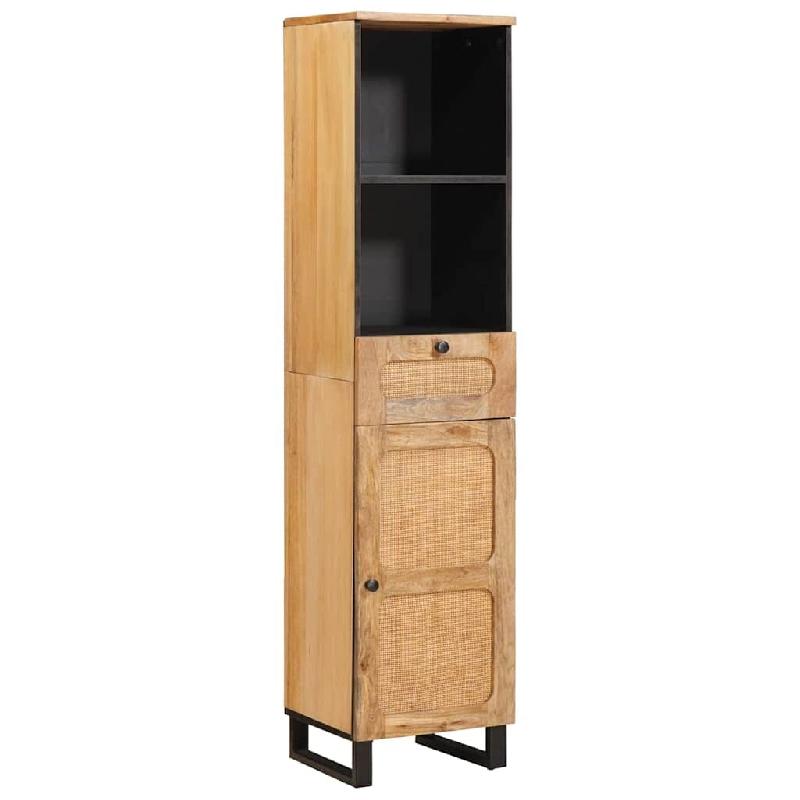 Helloshop26 - Armoire de salle de bain moderne avec étagère rangement 38 x 33 x 160 cm en bois de manguier marron 02_0057796 - 3000240229190_0