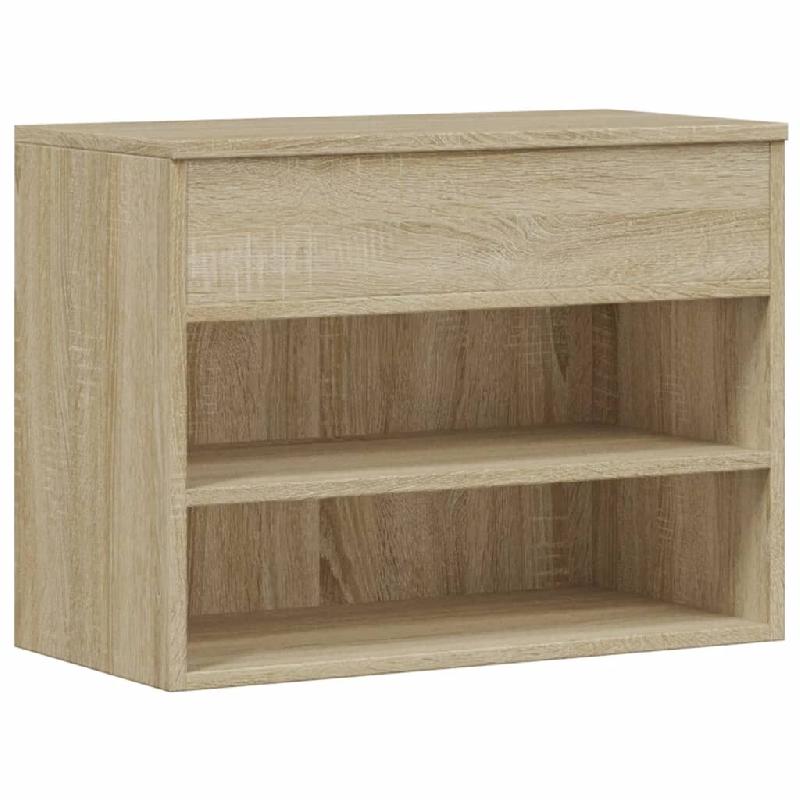 Helloshop26 - Banc à chaussures bottes commode étagère meuble entrée rangement sonoma 60 x 30 x 45 cm bois d'ingénierie marron 02_0022945 - marro_0