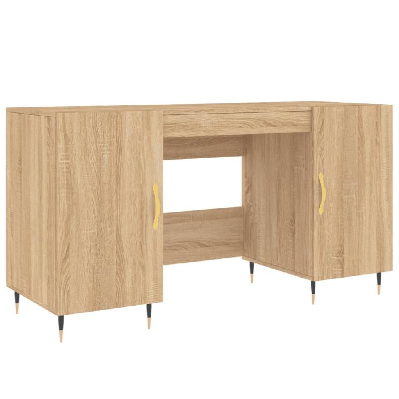Helloshop26 - Bureau table poste de travail meuble d'ordinateur informatique étude chêne sonoma 140 x 50 x 75 cm bois d'ingénierie 02_0023647 - alu_0