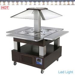 Ilot buffet chauffant  bain marie  4x gn1/1-150 (bois wengé)    cbm/4d-b1_0