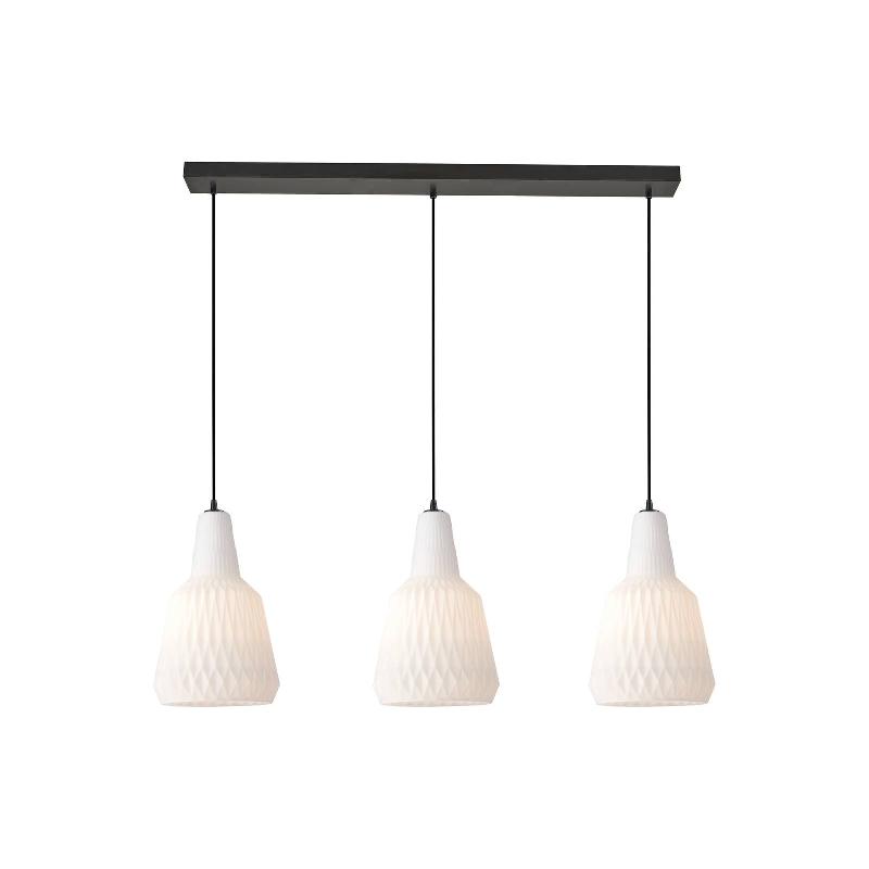 LINDBY SUSPENSION BELARION, OPALE, 3 LAMPES, VERRE, Ø 23 CM